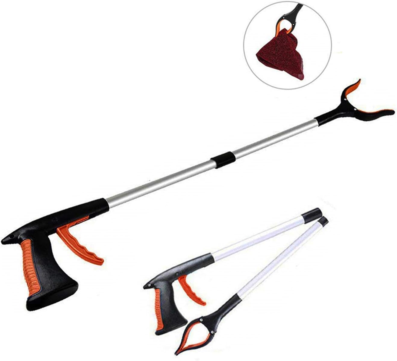 Muou 32" Foldable Reacher Grabber, Long Handy Assist Tool, Flexible Lightweight Trash Grabber, Garbage Picker Upper Tool, Claw Trash Garbage Picker