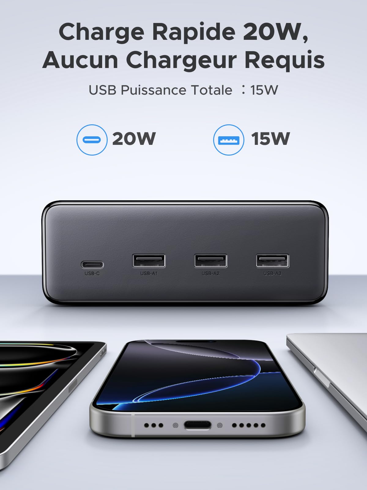 UGREEN 10 en 1 Multiprise avec Interrupteur 3680W 6 Prises AC 4 USB Bloc Electrique Contre Surtension USB C PD 20W Rallonge 1.5M Bureau Maison Noir Compatible avec iPhone 17 16 Galaxy S26 S25 MacBook