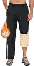 PASUDA Men's Fleece Jogging Bottoms Winter Waterproof Jogger Elastic Waist Sweatpants Warm Sherpa Lined Windproof Trousers Sports Hiking Ski Outdoor Pants with Zip Pockets