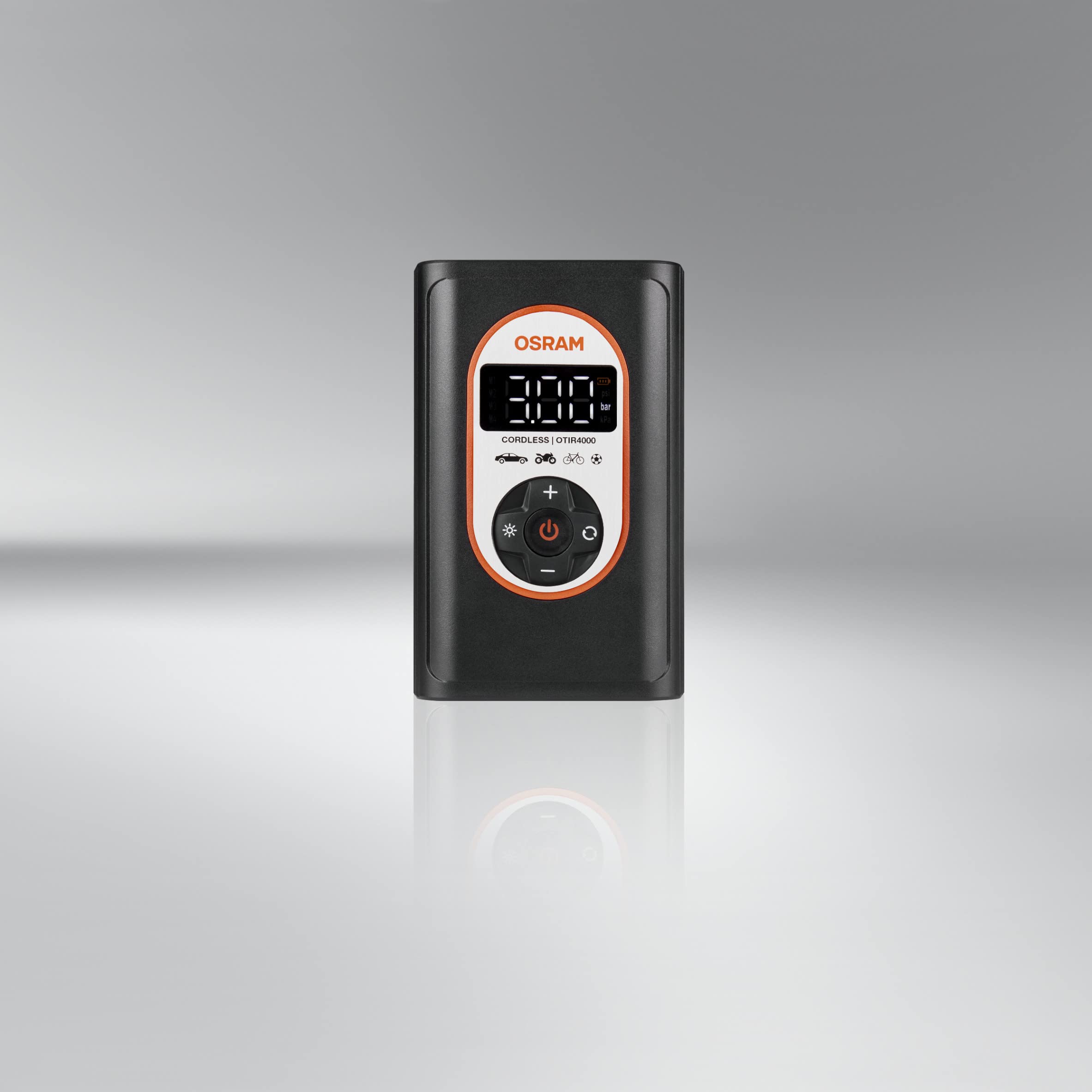 OSRAM TYREinflate 4000 Gonfleur de Pneu sans Fil Rechargeable Compresseur d'air numérique programmable avec arrêt Automatique et gonflage des pneus à lumière LED en 3,5 Minutes | d'air numérique programmable avec arrêt Automatique et gonflage des pneus à
