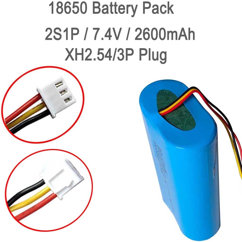 AOLIKES 18650 2s1p 2600mAh 7.4v Rechargeable Lithium-ion Battery with XH2.54/3p Plug / 5C Cells, Support Fast Charging - 2Pack