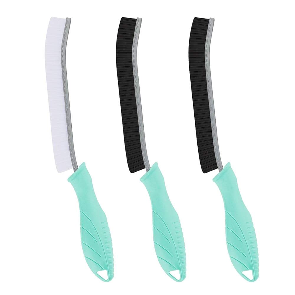 TQRR Hard Bristle Crevice Cleaning Brush-Thin Gap Scrub Brush, Small Cleaning Brush, Grout Brush, Kitchen Brush, Cleaning Tools for Toilet, Bathroom, Sink, Home, Household, Window (3, Mint)