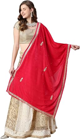 DUPATTA BAZAAR Womens Gotta Patti Work Velvet Dupatta