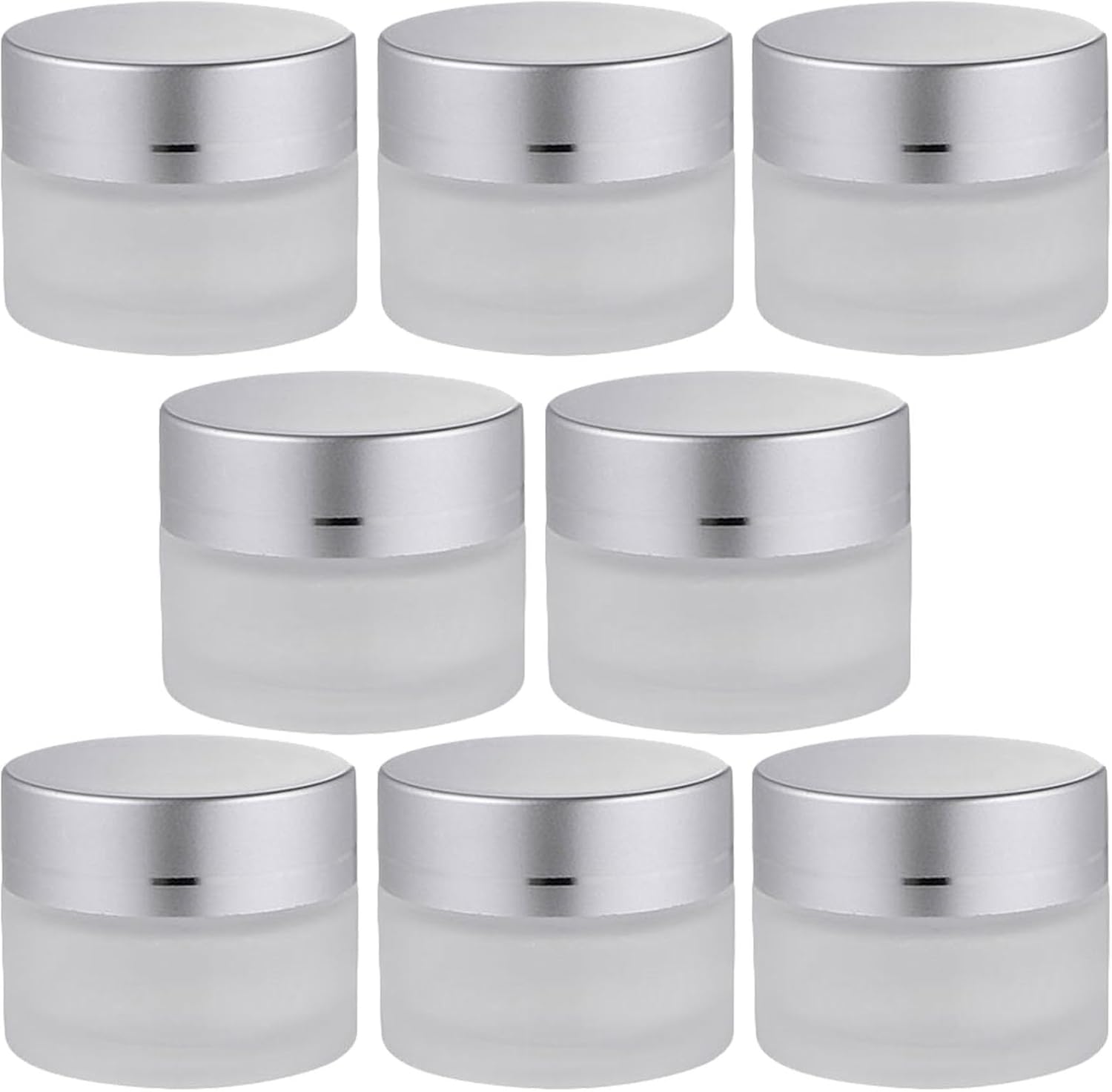 Didiseaon 7pcs 50g Refillable Frosted Glass Cream Jars with Lids, Airtight Sealing, Wide Mouth, Travel Size Containers for Face Cream and Makeup Storage