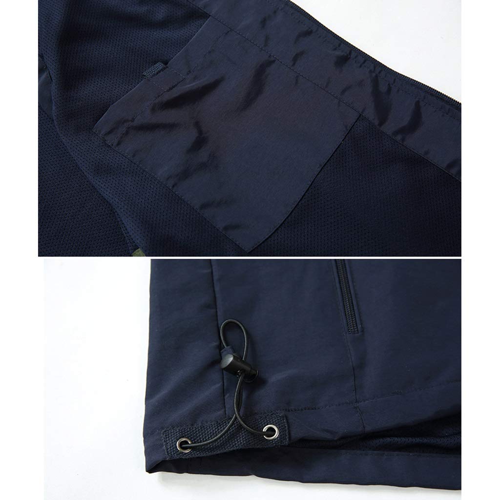 WDX- Chaleco de bolsillo de poliéster para hombre primavera y otoño, chaleco de múltiples bolsillos delgado para deportes y ocio Transpirabilidad (Color: azul oscuro, Tamaño: XXXL)