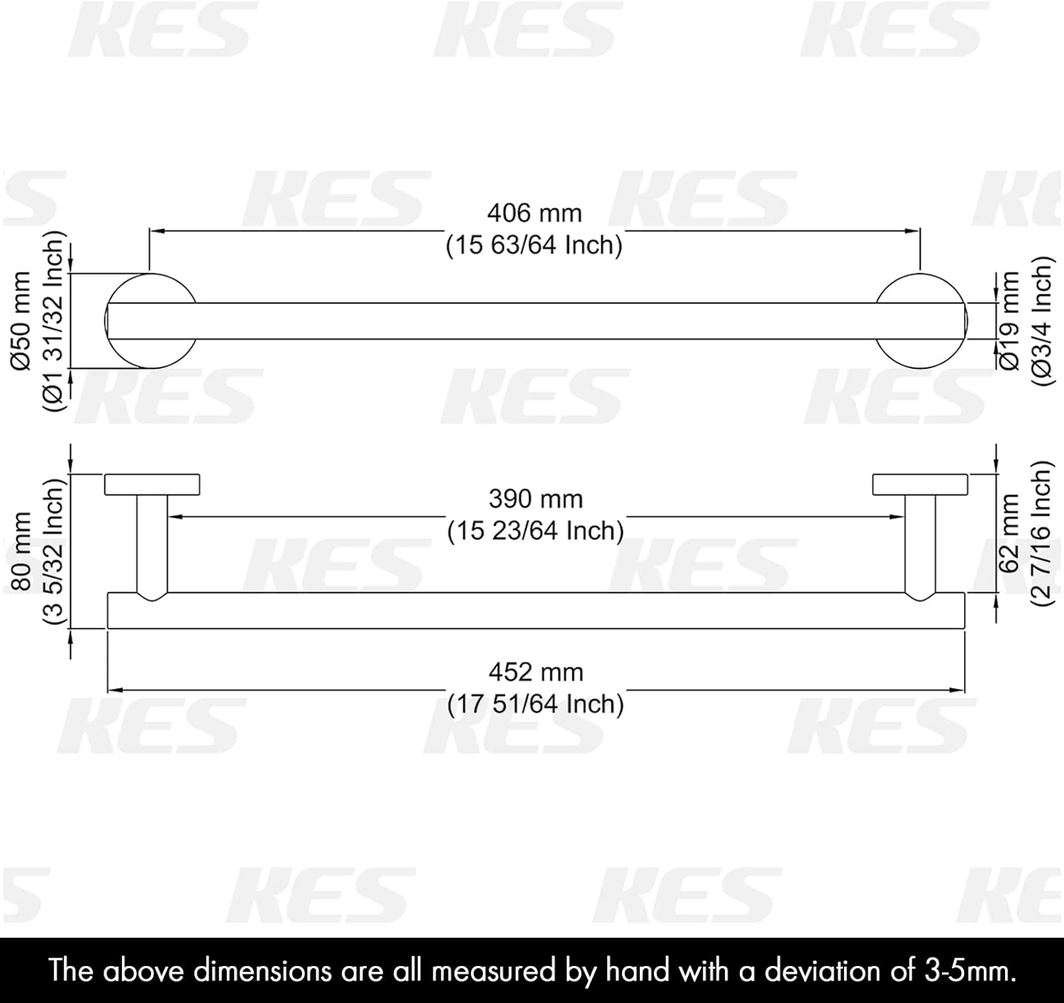 KES 15.4 Inches Towel Bar for Bathroom Kitchen Hand Towel Holder Dish Cloths Hanger SUS304 Stainless Steel RUSTPROOF Wall Mount Polished Steel, Total Length 17.7 Inch, A2000S45 - - 