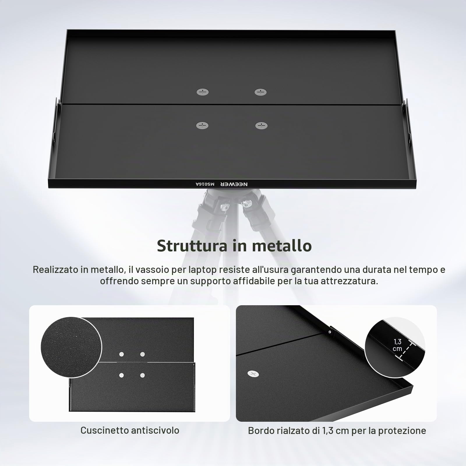 NEEWER Vassoio Porta Proiettore/Laptop In Metallo 39x29x1.3 Cm &ndash; Staccabile Con Adattatore 1/4"-3/8" Per Treppiede, Perfetto Per Presentazioni E Lezioni