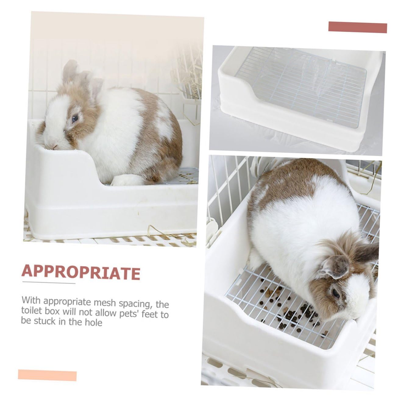 UPKOCH Lettiera per Conigli in Plastica Bianco, Vasino Trainer Diviso in Parti Separate, Facile da Pulire e Rete Appropriata per Piccoli Animali Domestici