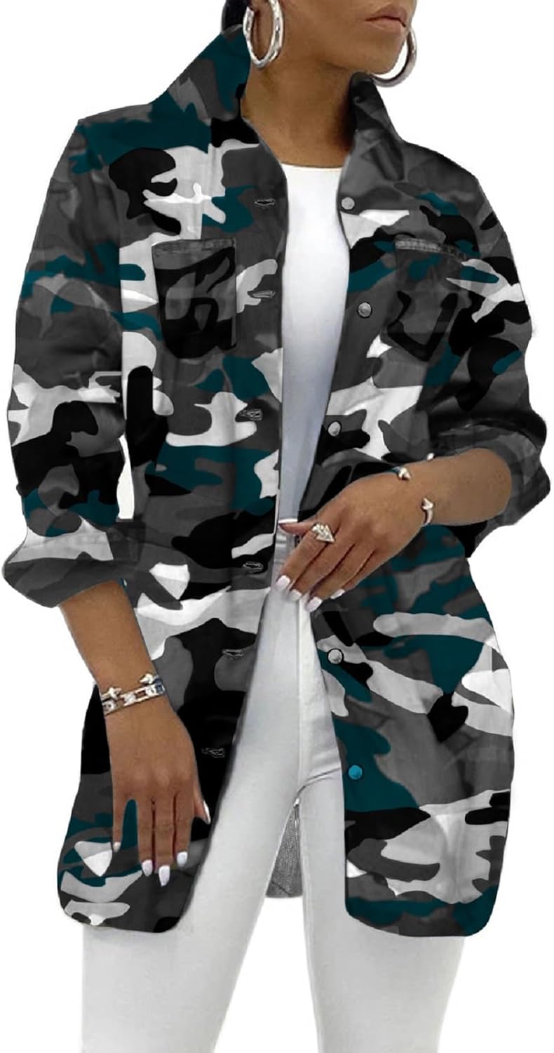 SeNight Women's Jean Jacket Long Sleeve Classic Distressed Fray Hem Tassels Denim Trucker Jackets