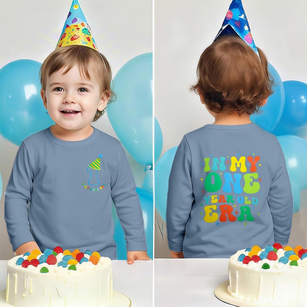 First Birthday Shirt Baby Boys One Year Old Tops 1st Birthday T-Shirt Cotton Long Sleeve Clothes Outfit
