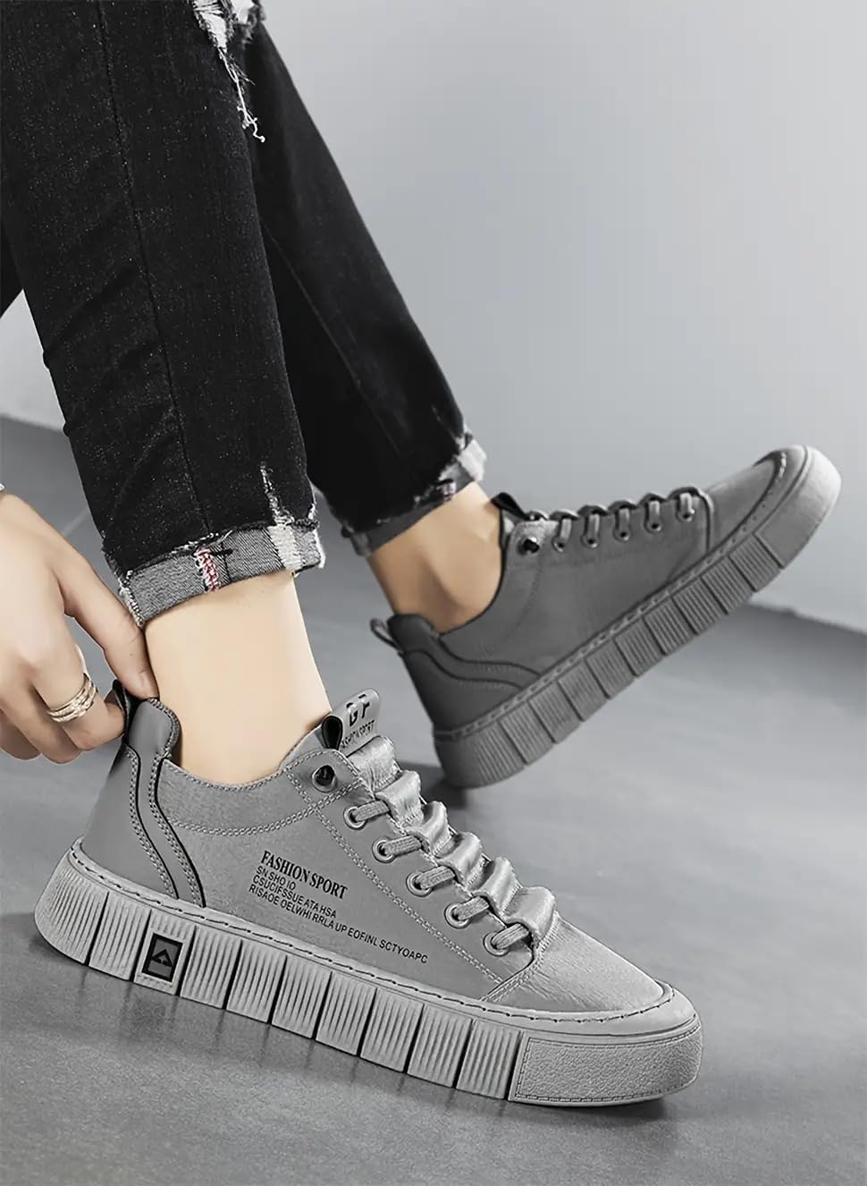 Men's Solid White -Like Sneakers - Low-Top & Slip-Resistant Rubber Sole, Minimalist Modern Design Casual Shoes for Daily Travel, Office, Gym - Comfortable & Durable All-Purpose Sneakers - Image 5