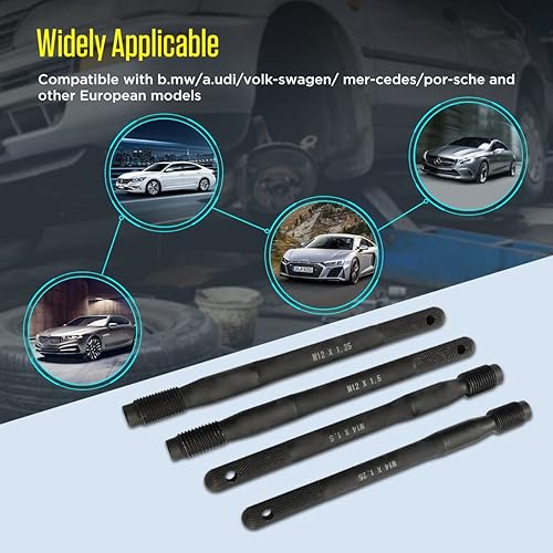 Miniatura 4 de DUOYI Juego de 4 colgadores de rueda de 14 x 1.5, 14 x 1.25, 12 x 1.5, 12 x 1.25, compatible con vehículos europeos, guía de pernos de rueda con