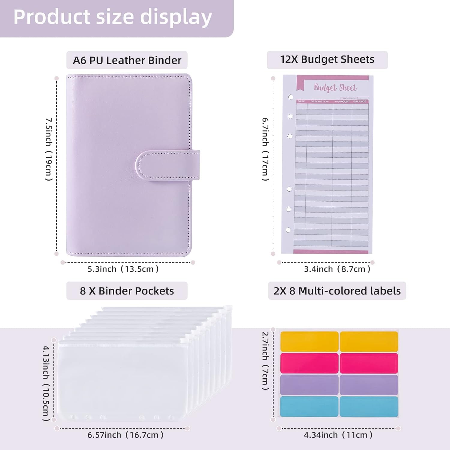 Spellwish Budget Binder With Cash Envelopes for Budgeting - Money Organizer, Leather A6 Binder With Zipper (Purple) 4