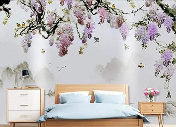 Amazon 壁紙 3d壁紙 藤の花 蝶 風景 壁画 壁紙 Kkaiggewallpaper6254 壁紙