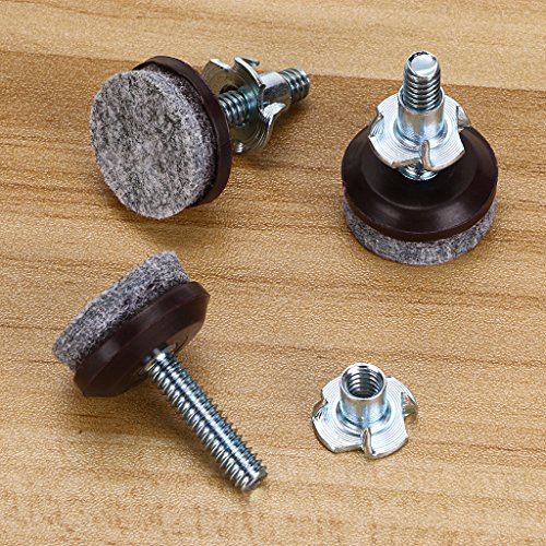 Ownmy High Density Felt Glide Pads Adjustable Furniture Levelers Chair Table Leg Levelers Floor Protector Pads With Metal T-Nuts - Adjustable Height 0.5" To 1" (Set Of 8) #TOP4