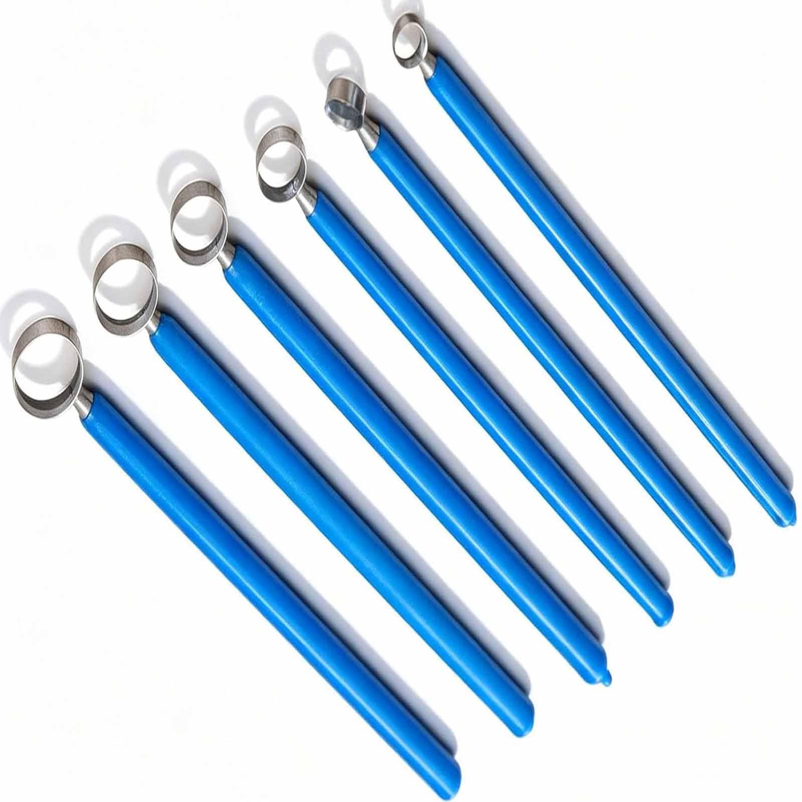 Juego de recortes de cerámica, acero de tungsteno, mango de goma suave, 6 herramientas de bucle de arcilla para tallar y esculpir cera de cerámica