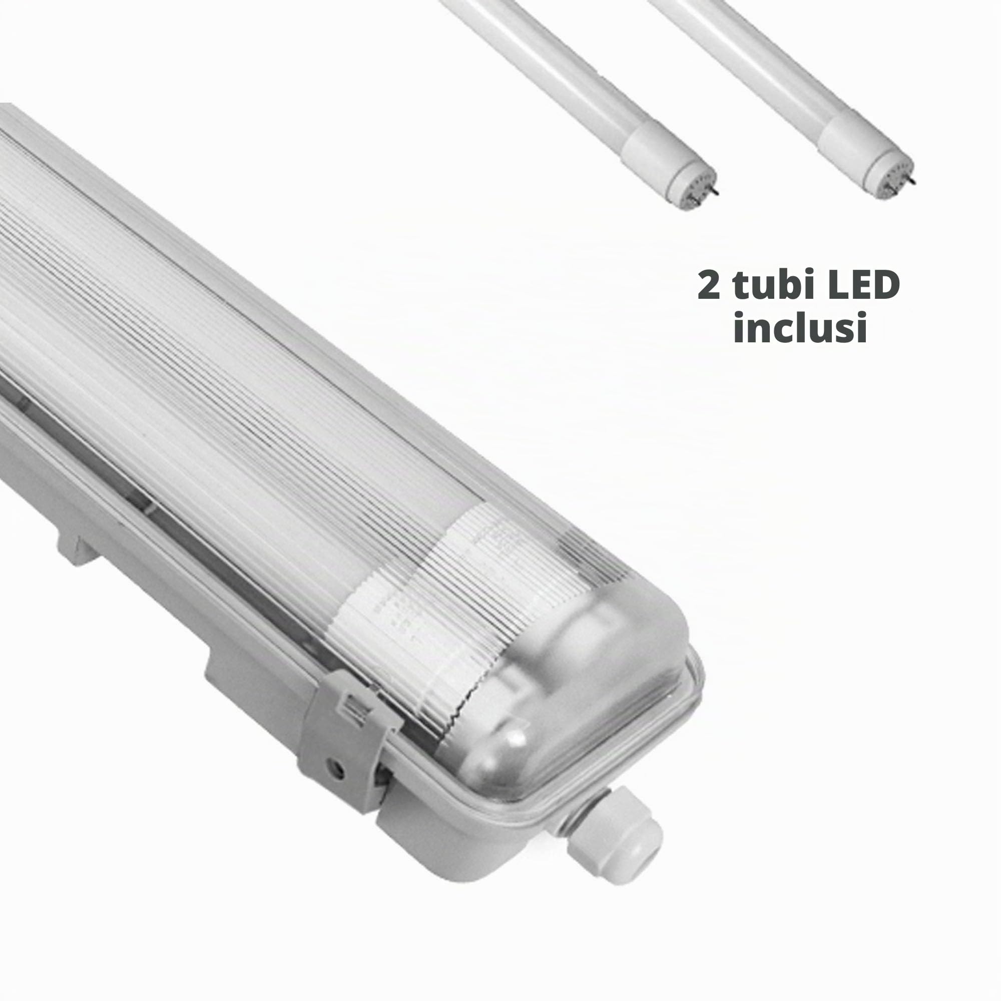 Velamp TNE258 Plafoniera stagna IP65 150 cm con tubi T8 LED, luce neutra