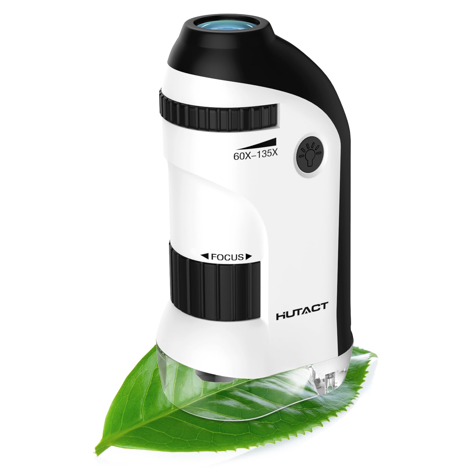 Microscopio Tascabile con Set di Vetrini: 60x-135x Microscopia Mini a LED Microscopio Portatile Bambini Regalo Educativo per Studenti Adulti Osservazione Microbiologica - Bianco