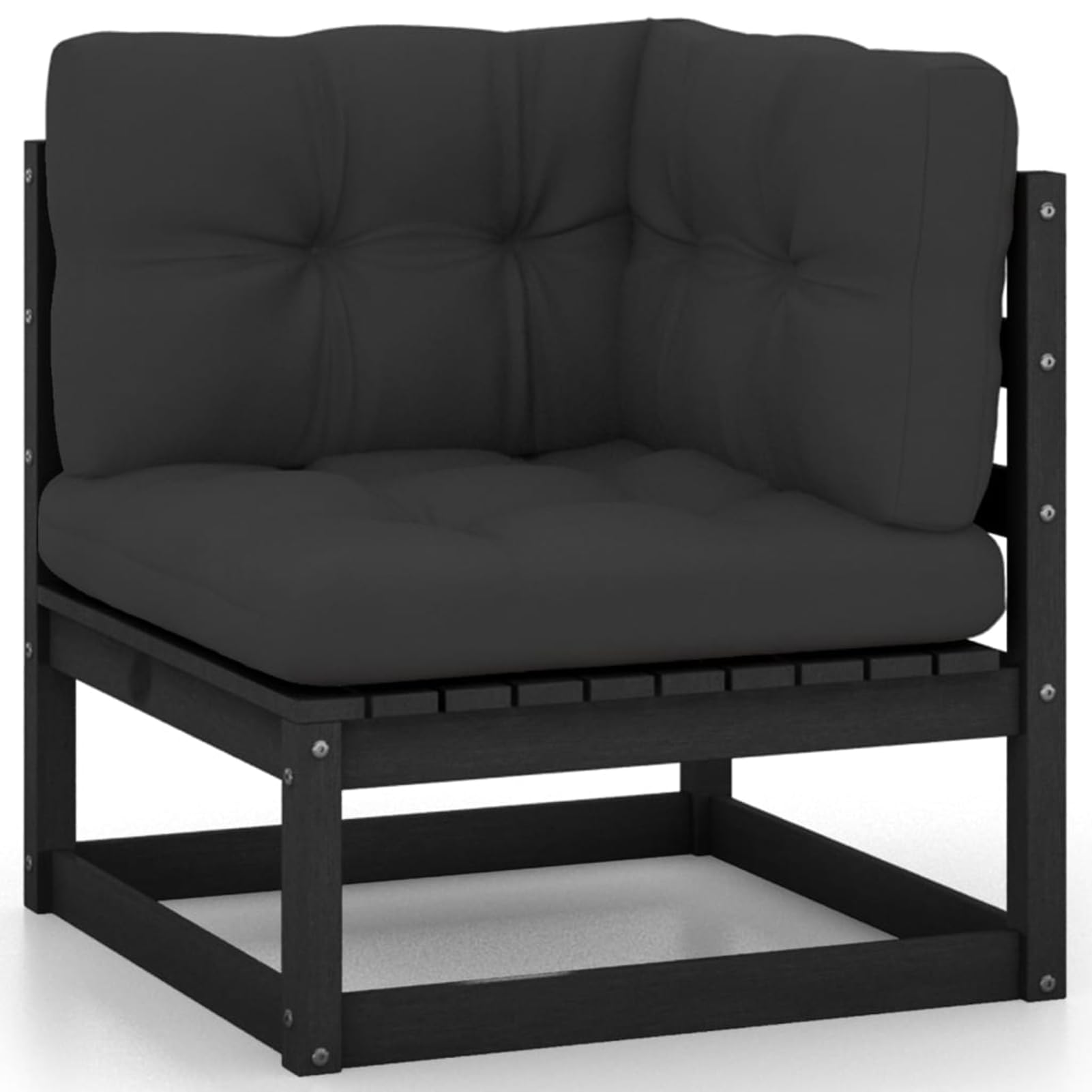 Homgoday Juego de Muebles de jardín 6 pzas y Cojines Madera Pino Maciza Muebles de terraza Conjunto de Jardin Exterior para jardín, terraza, Exterior Cojín Incluido Negro