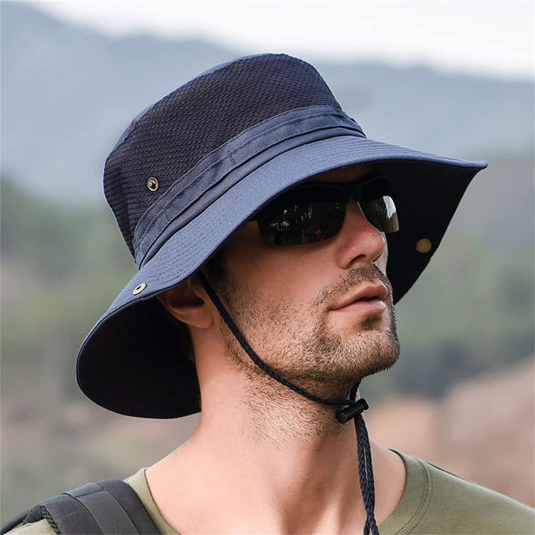 Cappello da Pescatore a Tesa Larga da Uomo, Pieghevole, Grande, con Protezione Solare, Antivento, per Esterni (Grigio Verde, 6 7/8)