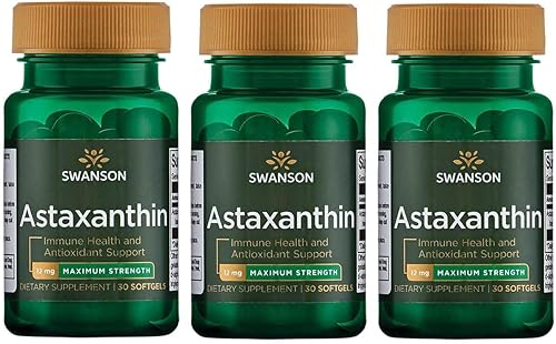 Swanson Astaxantina de máxima resistencia, 12 miligramos 30 geles (paquete de 3)
