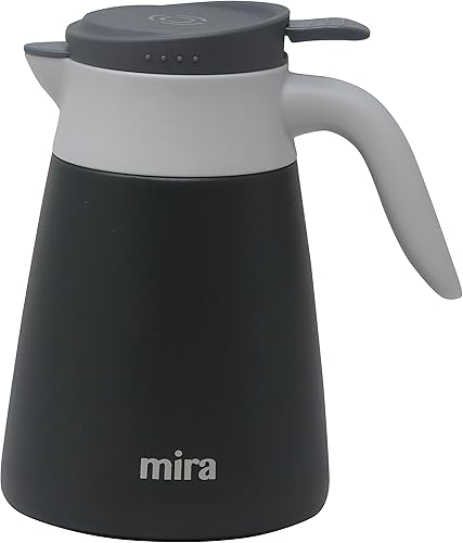 MIRA Servidor de jarra de café aislado, dispensador de café de acero inoxidable, 34 onzas, grafito