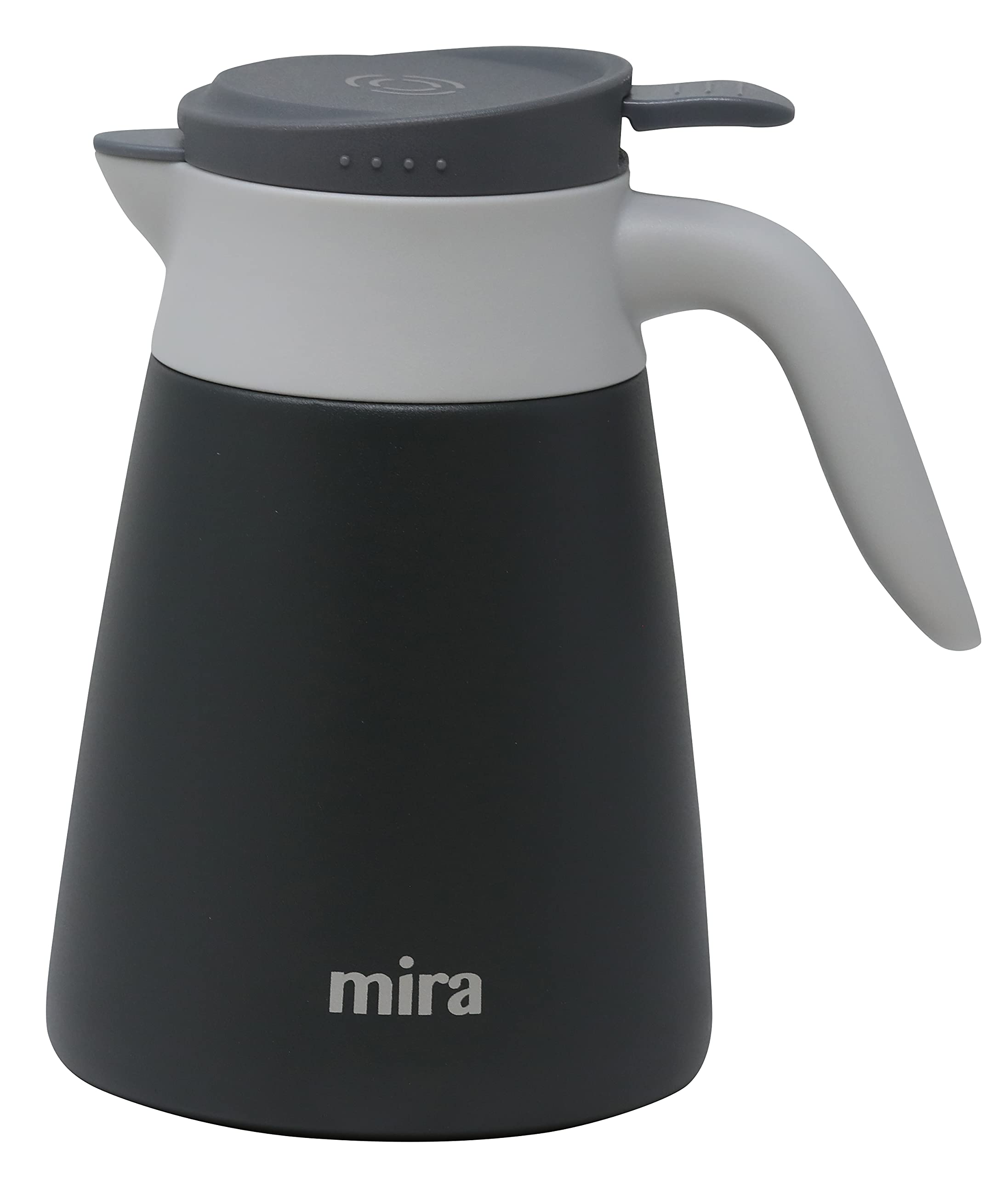 MIRA jarra térmica de café de acero inoxidable con tapa de rosca y asa de doble pared, dispensador para servir té, agua y café, 33 onzas (1000 ml), grafito