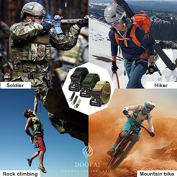 DOOPAI Tactical Belt for Men, 3Pack Military Nylon Web with Heavy Duty Quick Release Metal Buckle - Image 2