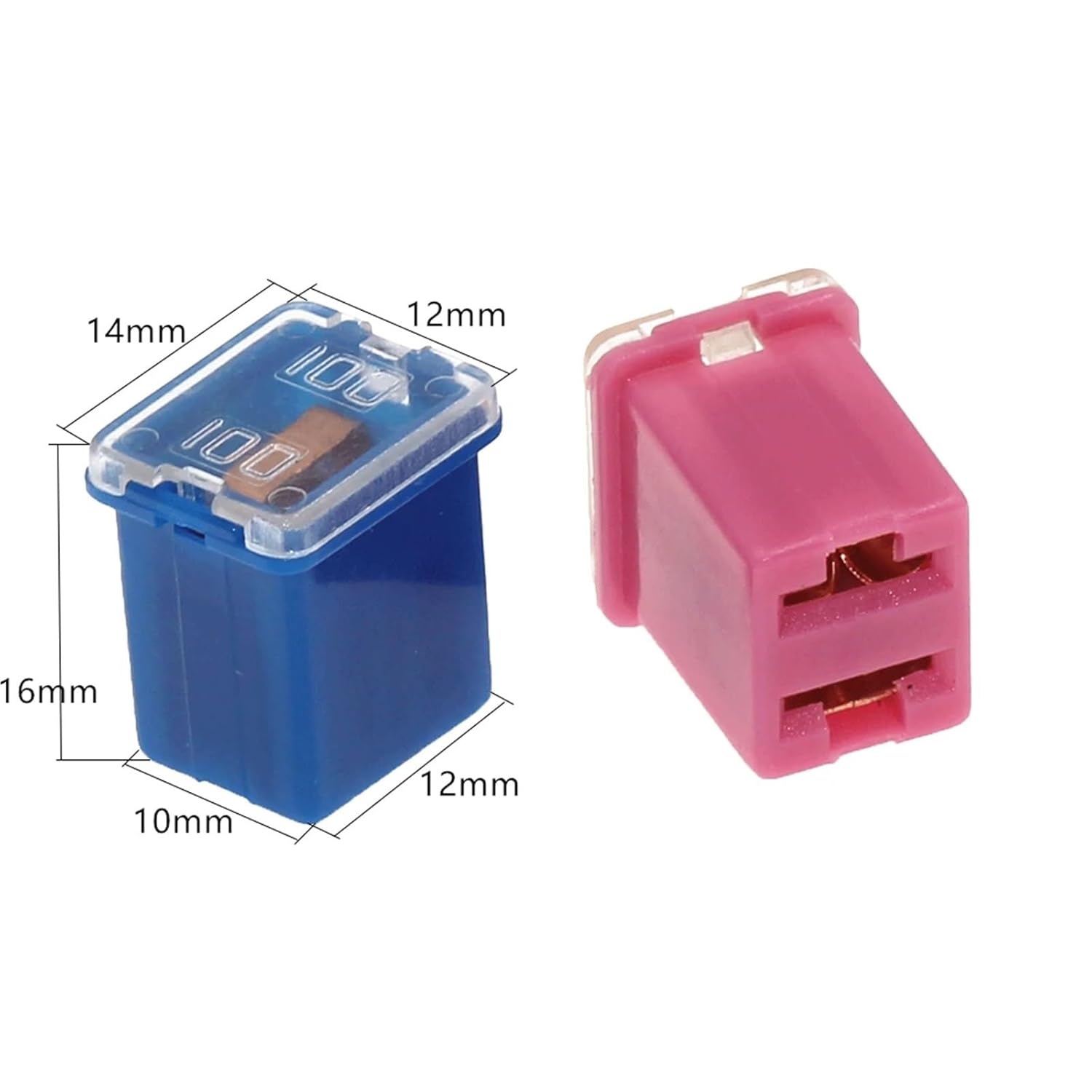 2Pcs Mini Square Fuse 20A 30A 40A 50A 60A Set Automotive Car Fuse with Plastic Box Assortment Auto Fuse(120A)