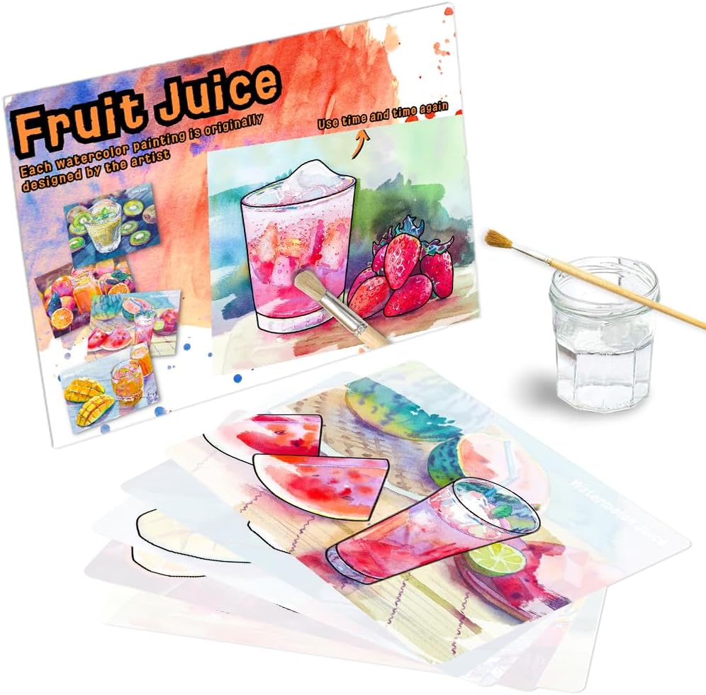 Pitoies Dementia Activities for Seniors - 5 Pack of Reusable Water Painting Toys for Adults with Dementia, Alzheimer’s Games & Gifts for Elderly - Fruits