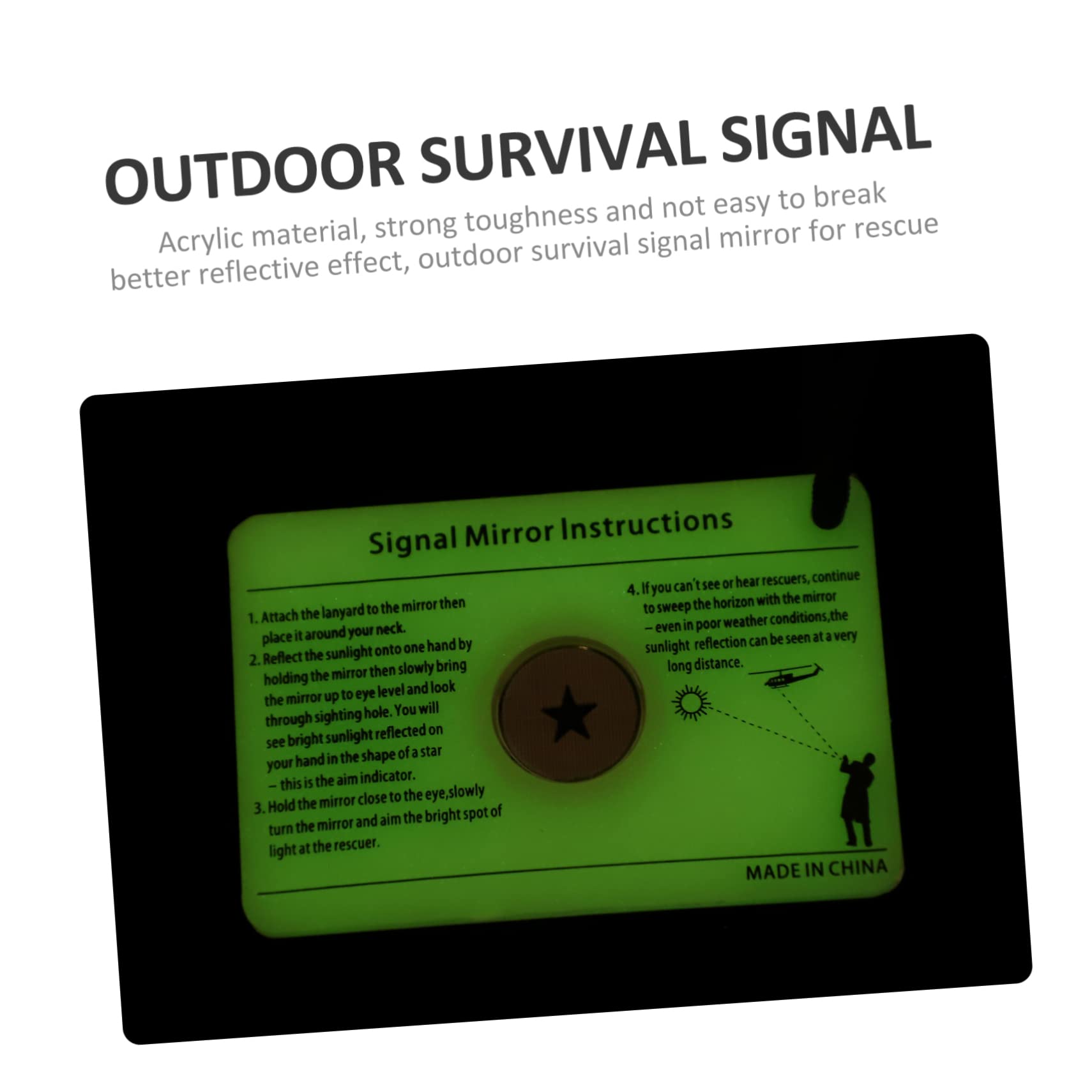 ifundom Überlebenssignalspiegel Nachtleuchtfunktion Robuster Outdoor Signalspiegel für Camping Bergsteigen Angeln und Notfälle