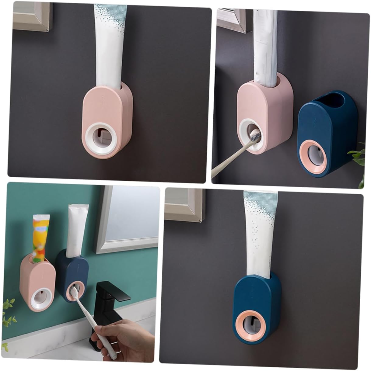 Amosfun 2pcs Toothpaste Dispenser Holder Wall-Mounted Squeezer Over Toilet Bathroom Organizer for Space Saving
