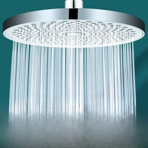 Duschkopf Regendusche, 8 Zoll Round Regenduschkopf Wassersparend, 360°Verstellbarer Kopfbrause mit 123 Anti-Kalk-Düsen, Auslaufsicher Anti-Rost Wasserfall-Duschkopf(Universal)