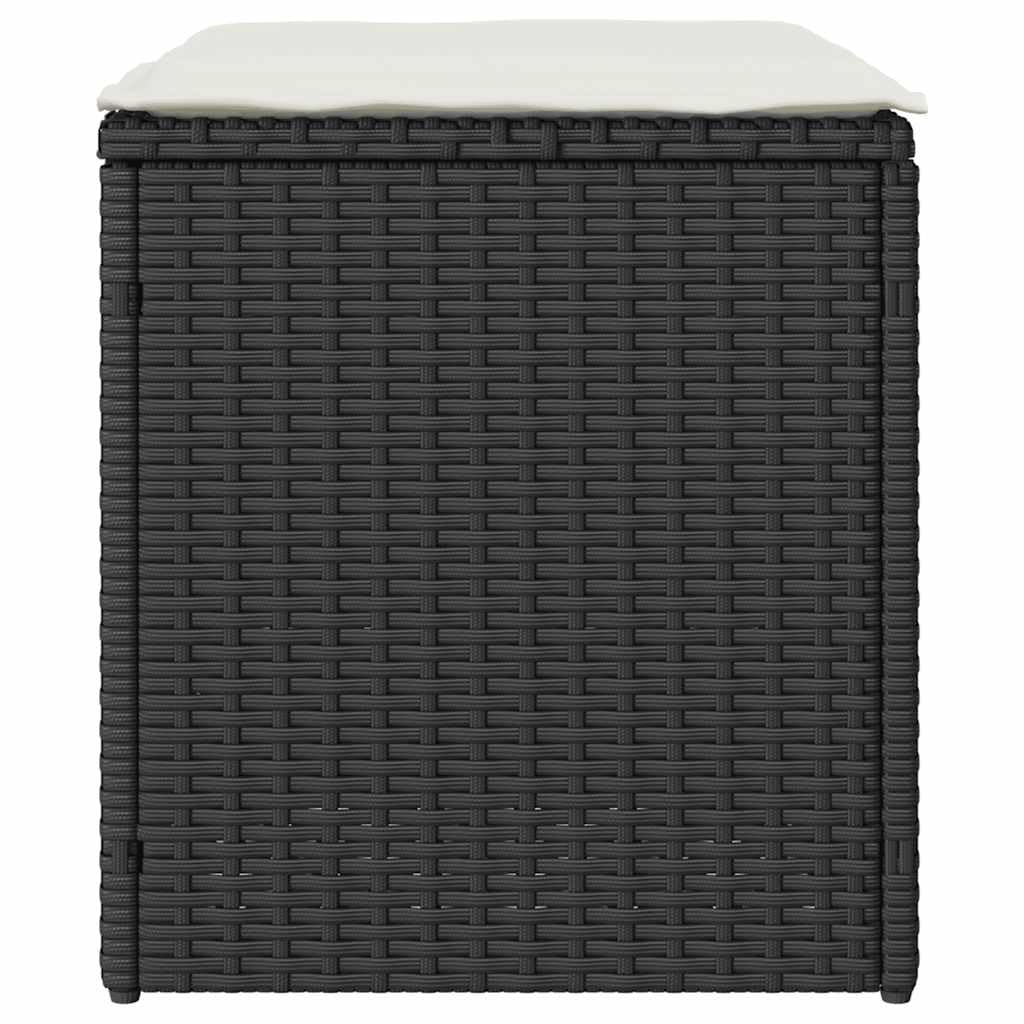Tabourets jardin coussins 2 pcs noir 40x40x43 cm résine tressée