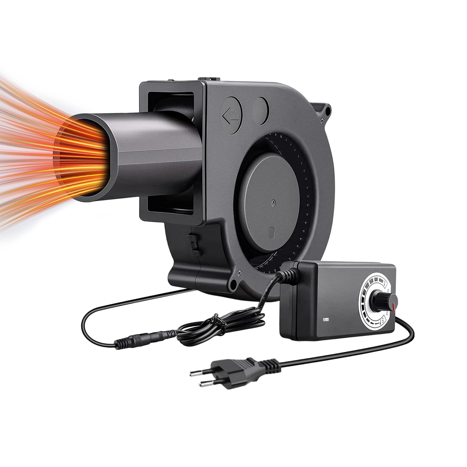 Ventilador soplador para barbacoa | 12 V Ventilador hinchable ajustable con controlador de velocidad variable – Soplador para estufa de leña – Para estufa de leña, chimenea, barbacoa, fucsia, camping