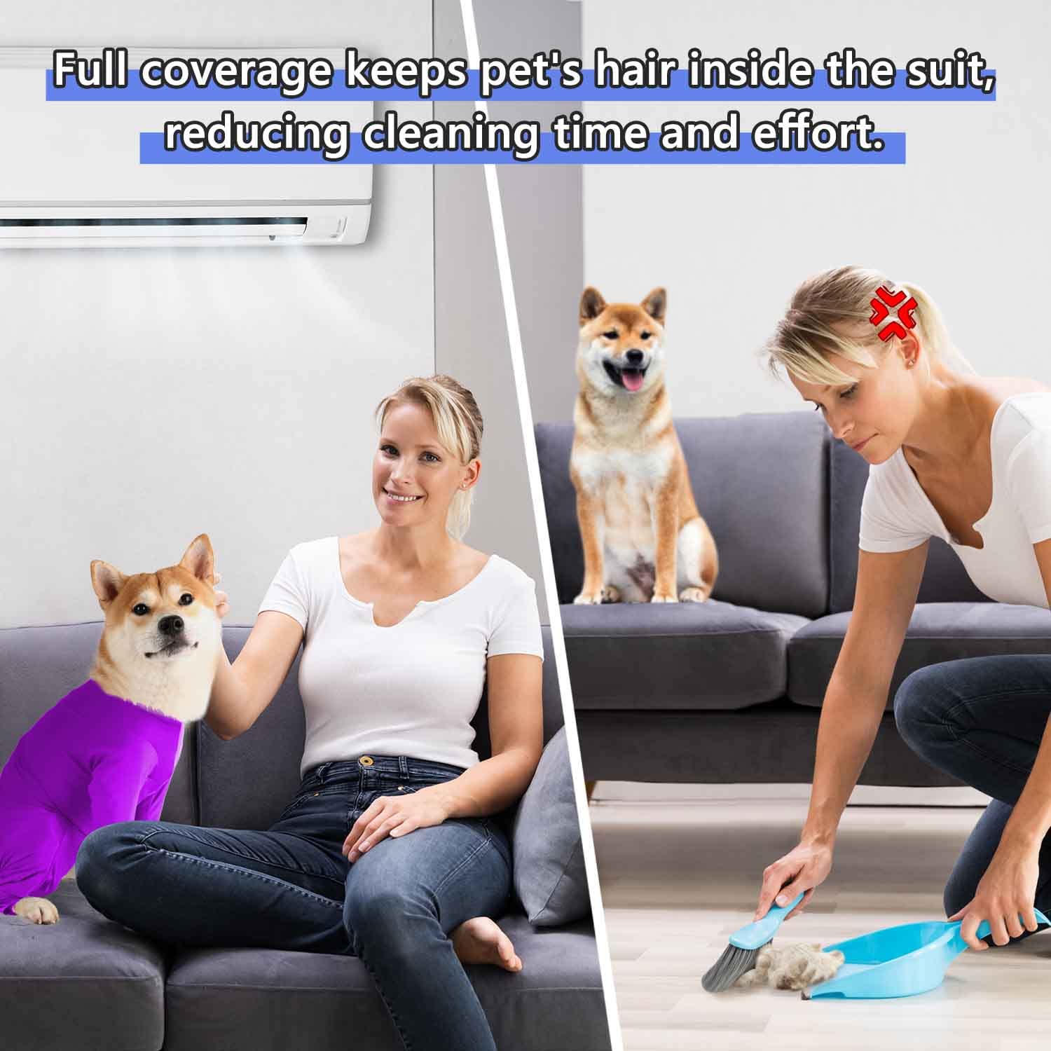 Due Felice Dog Surgery Recovery Suit Dog Onesie for Female Male Dogs Surgical Recovery Suit After Surgery with Legs for Small Medium Large Dogs Purple/M - Image 4
