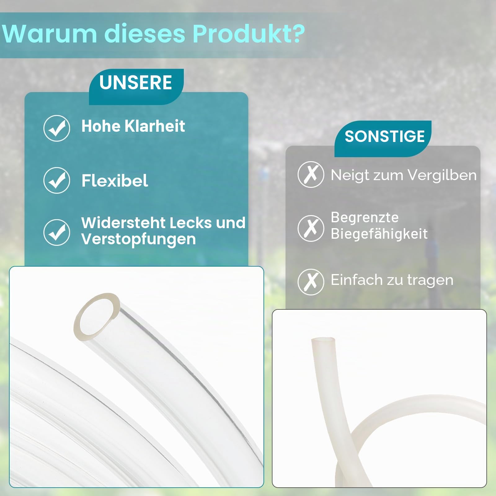 QUARKZMAN Klares PVC Schlauchrohr 38mm Innendurchmesser x 44mm Außendurchmesser 4ft PVC Rohr Leichtes Vinylschlauch Transparentes Flexibles Kunststoff Wasserschlauch Für Luft Öl Wasser