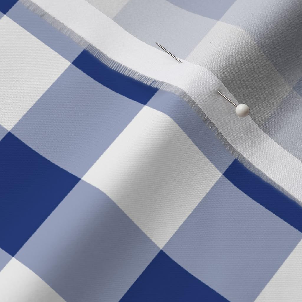 Spoonflower Fabric - Willow Blue White Gingham Check Cobalt Cottage Chic Shabby Printed on Organic Cotton Sateen Fabric by The Yard - Sewing Quilting Apparel Home Decor