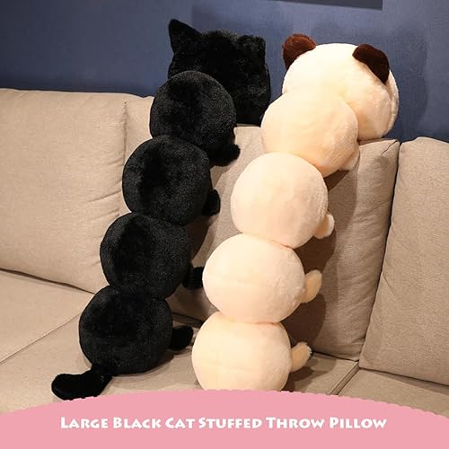 Vista 5 de ELAINREN Peluche de gatito negro ultrasuave, almohada grande para abrazar, cojín de peluche para abrazar, regalo de decoración de regalo, 31.5