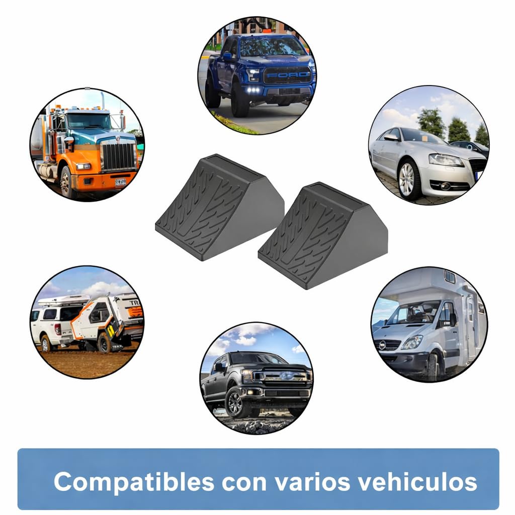 Juego de 8 cuñas de goma de alta resistencia para coche, remolque, caravana y autocaravana