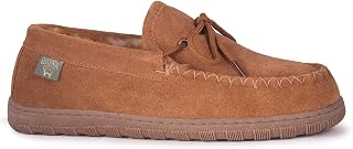 Slippers Mens Moccasins Shoes - Sheepskin Lined Slip-on Indoor & Outdoor Moccasins for Men