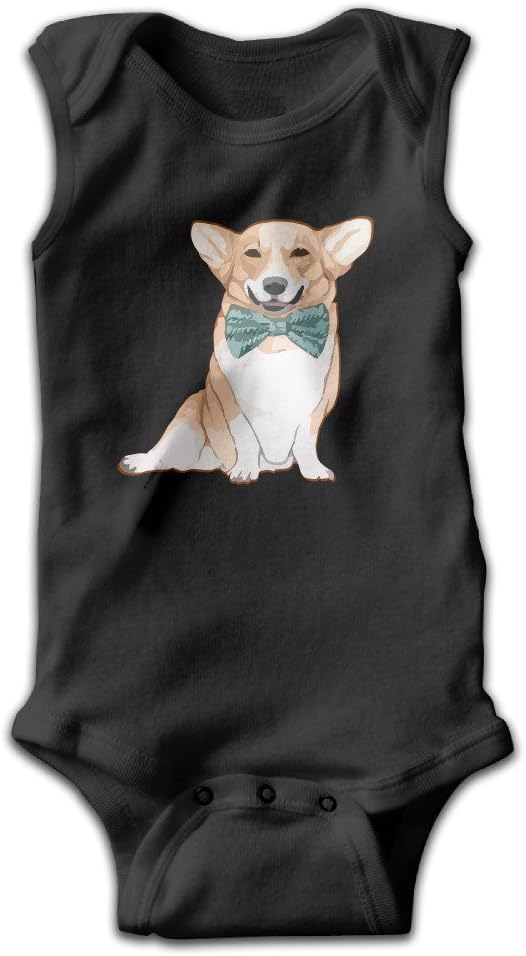 Deear Cute Bow-tie Corgi Dog Baby Girl's Sleeveless Onesie Outfits