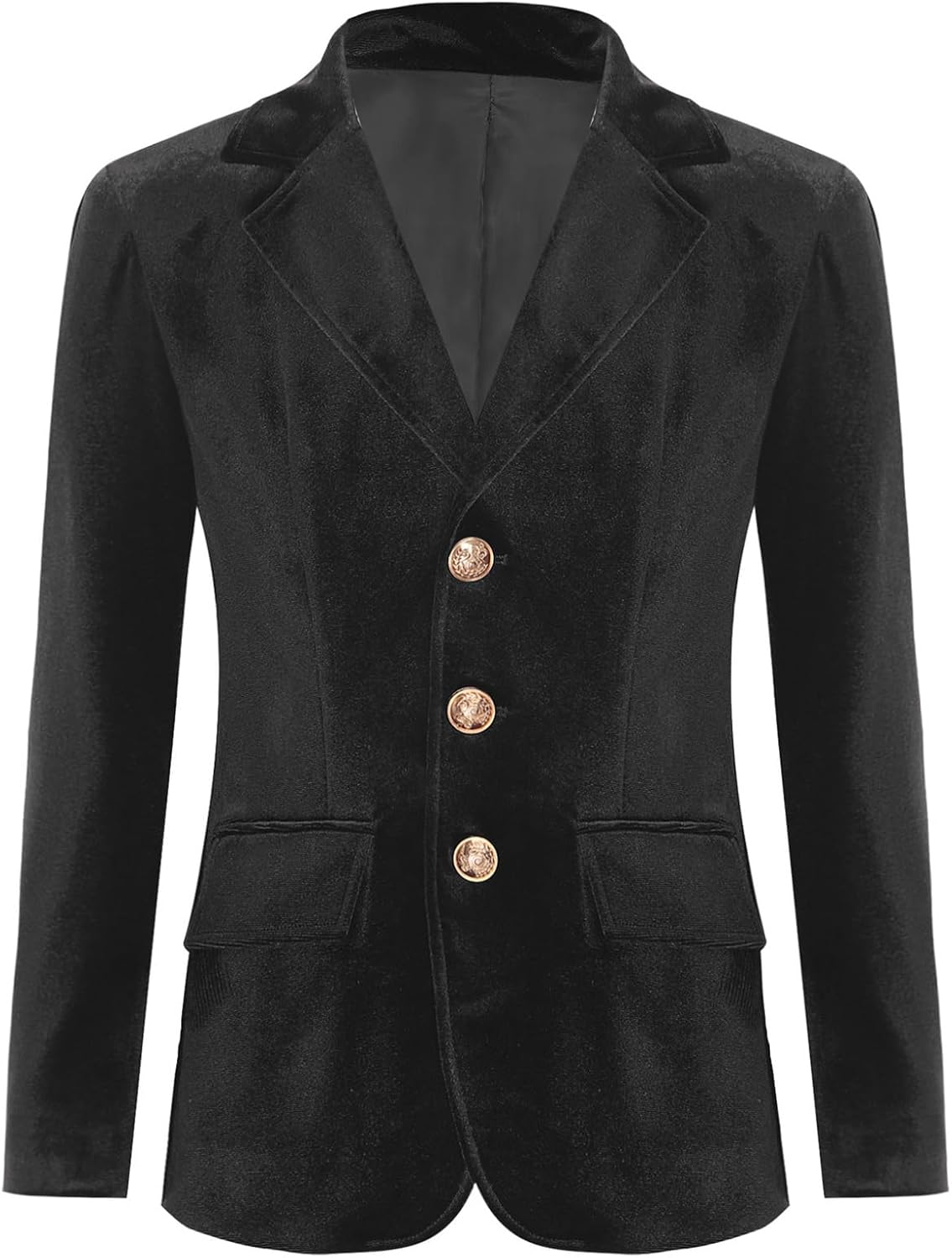 Choomomo Boys 3 Button Formal Blazer Suit Jacket Lapel Long Sleeve Kids Wedding Party Velvet Sport Coat