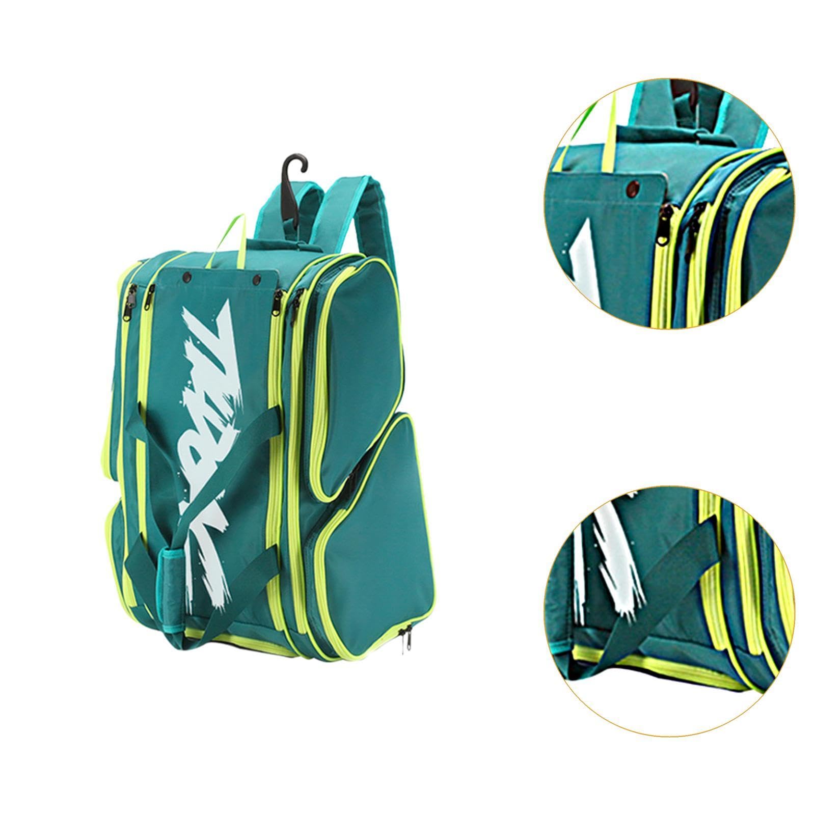 Pickleball Borsa Zaino Porta Equipaggiamento Multifunzionale Organizer Racket Borsa Tracolla Regolabile Tessuto Impermeabile Adatta per Sport Esterno, Verde