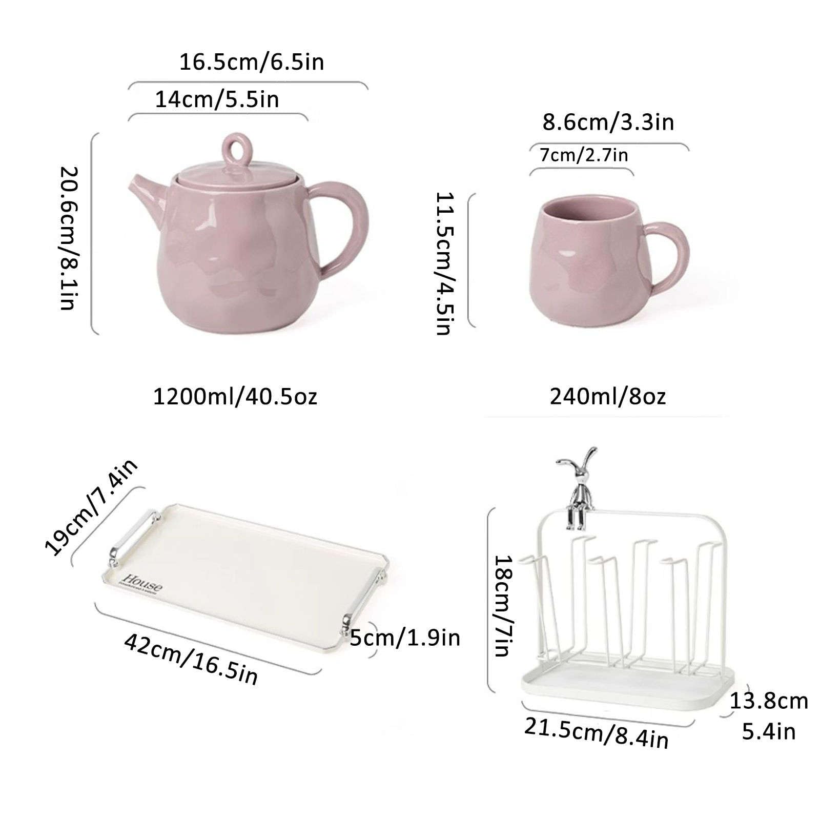 zestaw do herbaty, Ceramiczny zestaw do herbaty, 6 filiżanek, 1 czajniczek, spodek, Brytyjskie filiżanki kawy, zestawy upominkowe, świetny prezent na śniadanie, podwieczorek. Spotkanie - 9 sztuk