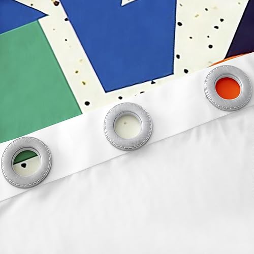 Miniatura 5 de Cortinas estilo retro de los años 80 de 76 x 45 pulgadas, cortinas opacas con patrón geométrico abstracto, diseño urbano moderno con círculos y
