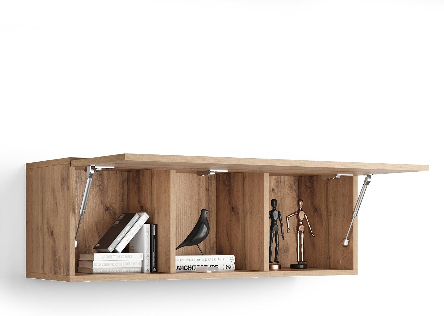 Mobili Fiver, Easy Wall Unit 40.94 in, with Lift Up Door, Rustic Oak, Made in Italy