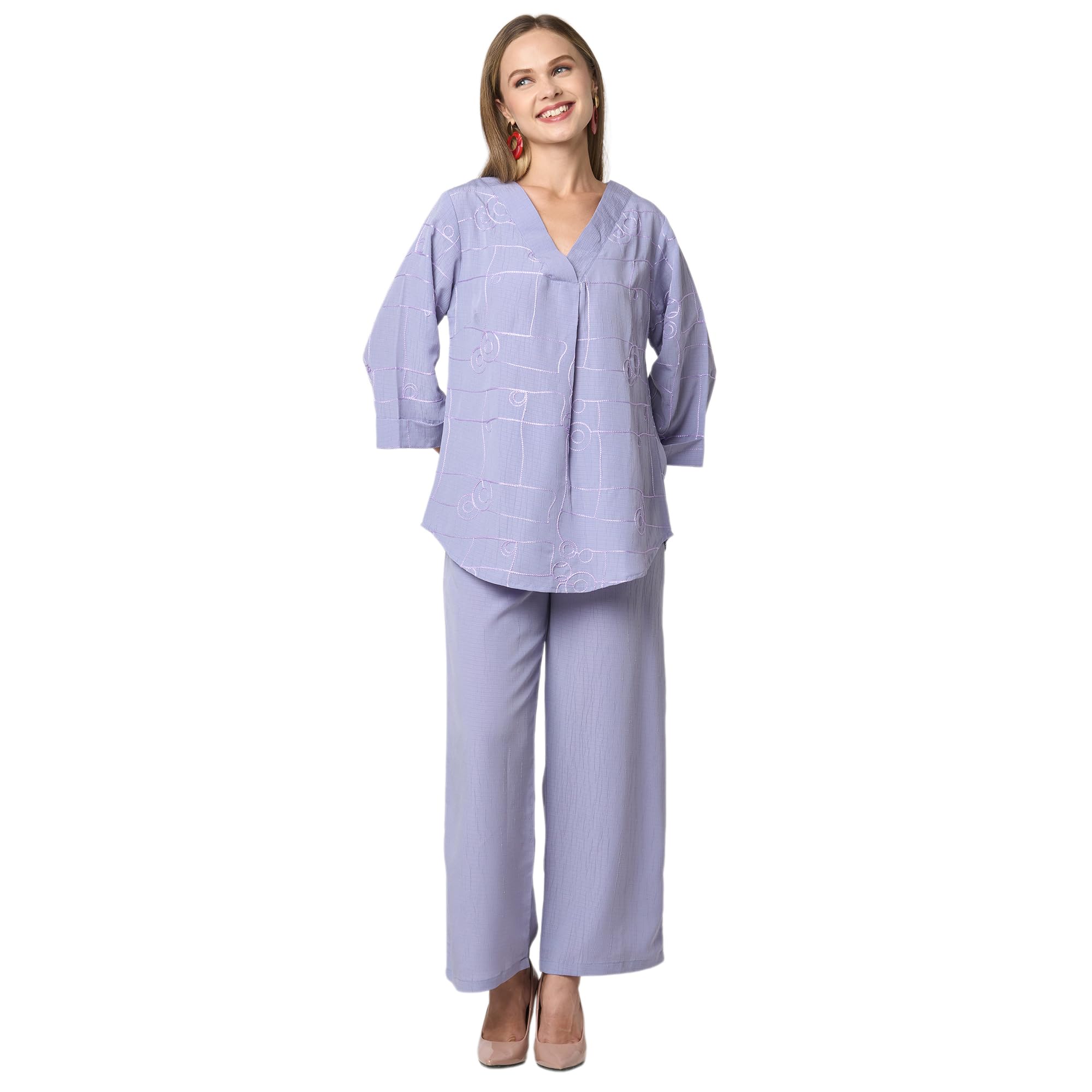 go-4 it Embroidered Top with Plain Bottom Mix-n-Match Co-ord Set-picture-40