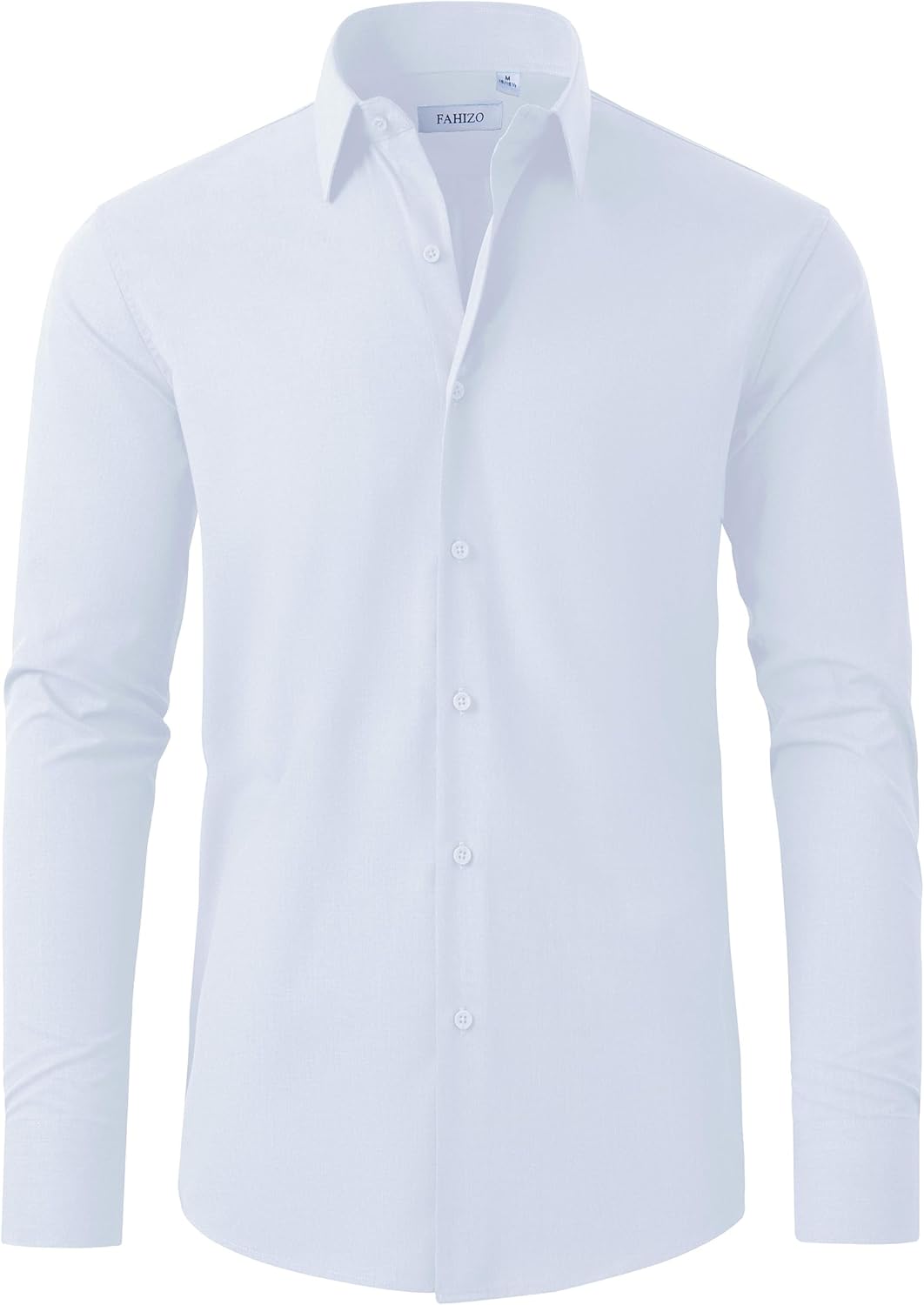 FAHIZO Men's Dress Shirt Casual Regular Fit Stretch Soild Long Sleeve Button Up Shirts