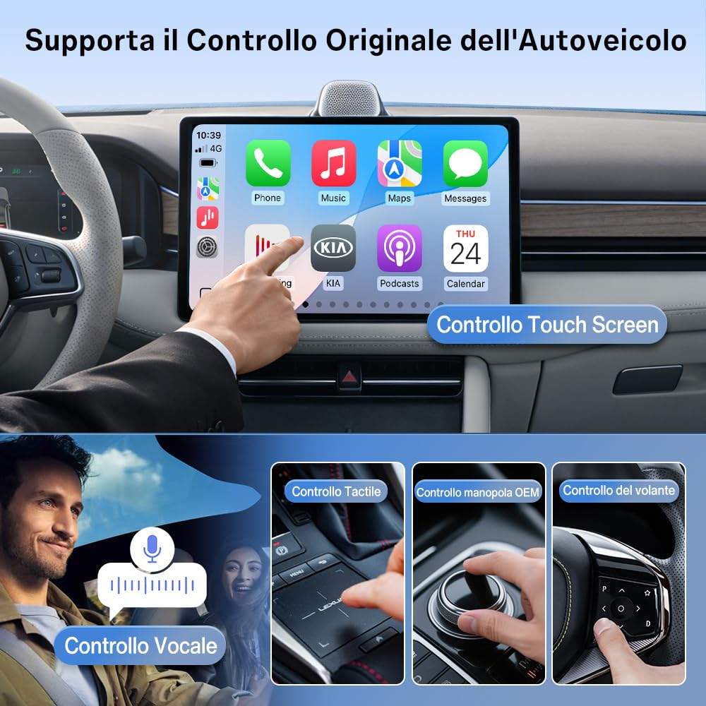 Carlinkit FireDrive Link Pro HDMI Car TV Converter per Fire TV Stick Streaming, adattatore wireless Apple CarPlay & Android Auto, compatibile con veicoli CarPlay cablati, dongle 3 in 1, plug & play